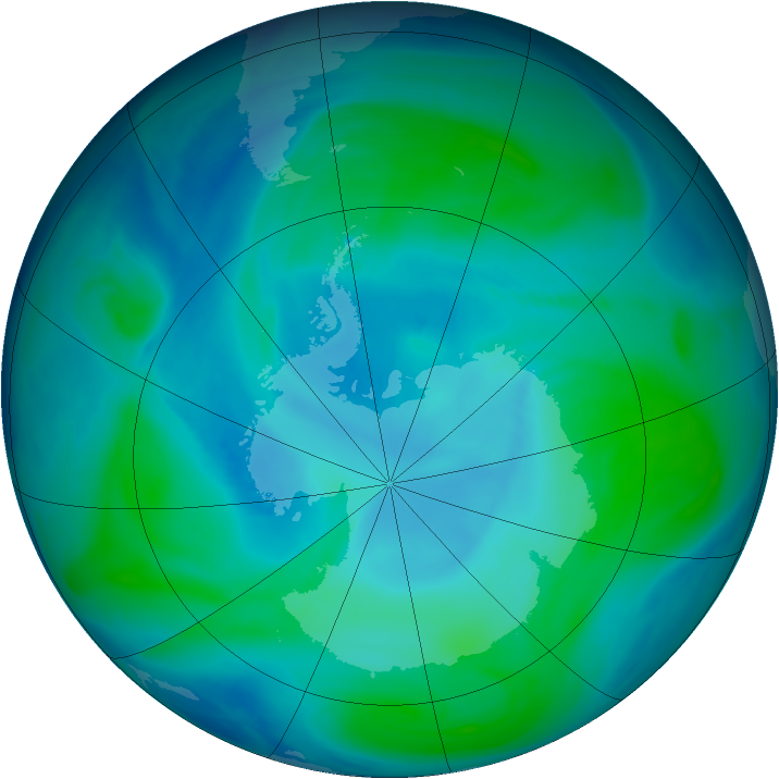 Antarctic ozone map for 17 January 2007